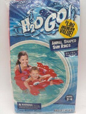 H2O Go! Animal Shaped Swim Ring Ages 3-6 29" x 32" Red Bestway